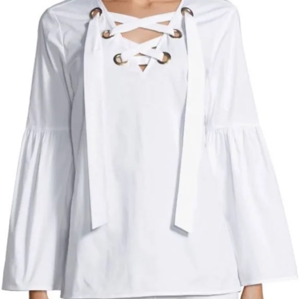 Michael kors lace up bell sleeve top